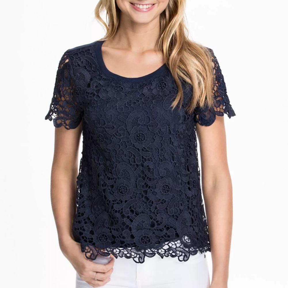 BR Navy Lace Top